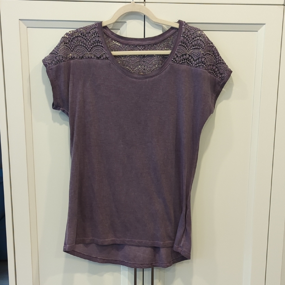 Purple Lace Sleeve Women's Top